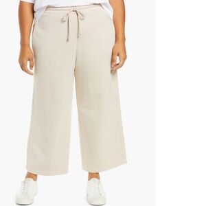 Vince Crop Drawstring Cotton Fleece Pants Plus Size XXXL 3XL In Pale Fawn Preppy